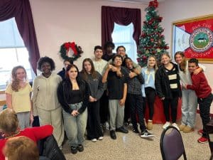 Burlington High School Students Team Up With Police to Serve Seniors at Holiday Luncheon 1 bhs studnets at luncheon